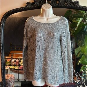 Phase Eight (UK) size 6 sparkly silver loose knit sweater.